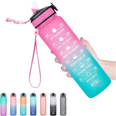 Velika motivacijska športna steklenica za vodo iz tritana, 32 oz